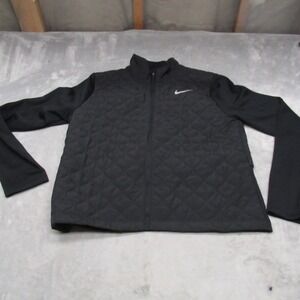 Nike AeroLayer Jacket Women Small Black Insulated Quilted Full Zip Light Running